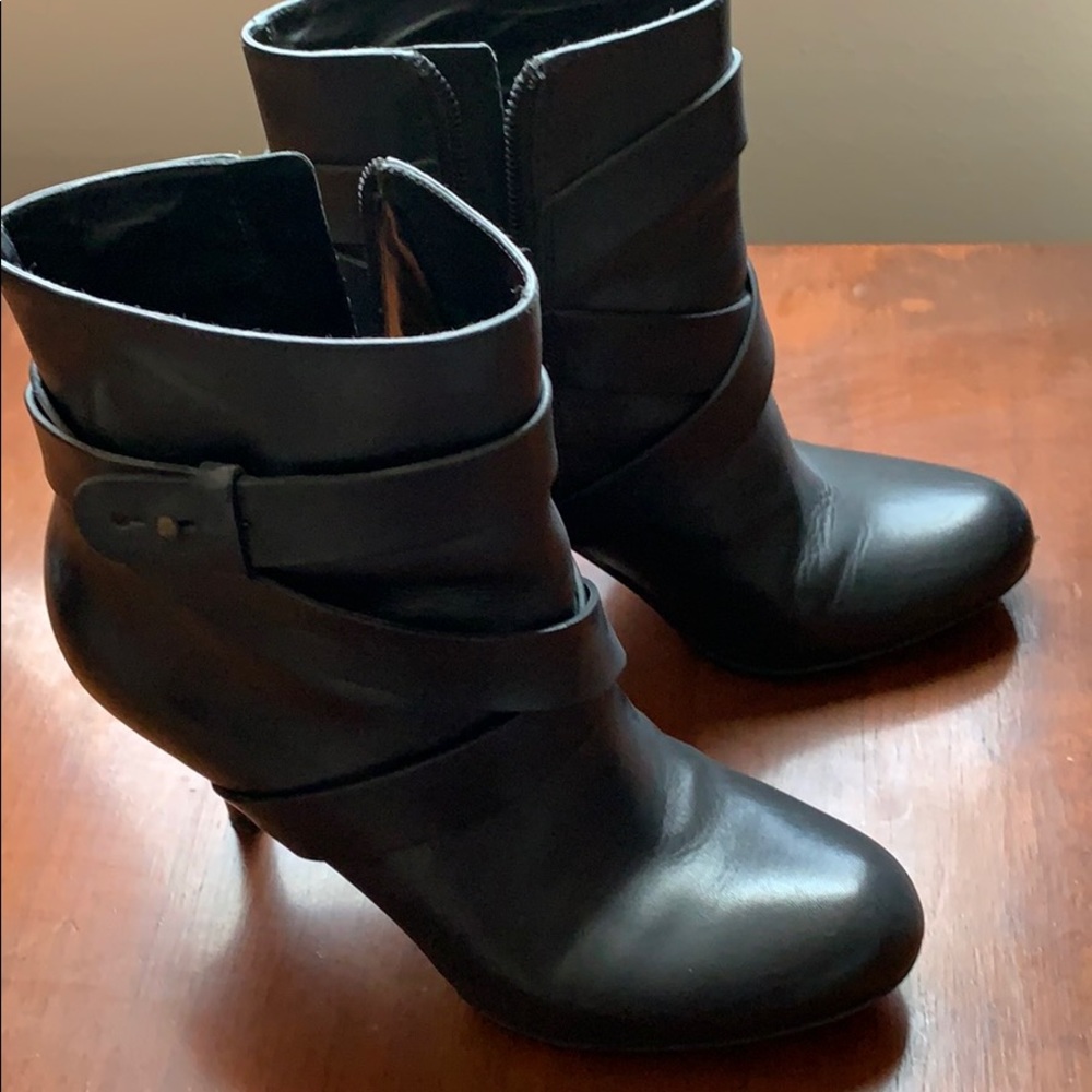Cole Haan high-heel black leather ankle boots